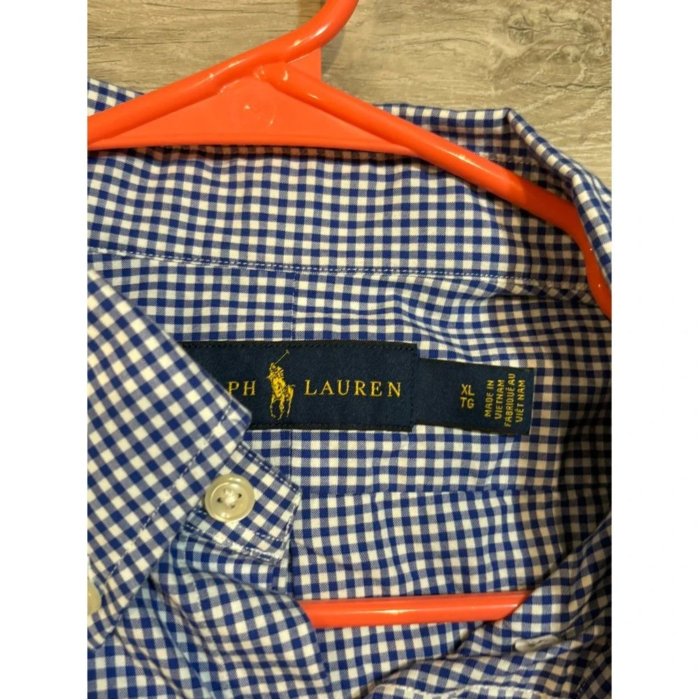 Ralph Lauren Button Down Shirt‎ Mens XL  Check Blue White